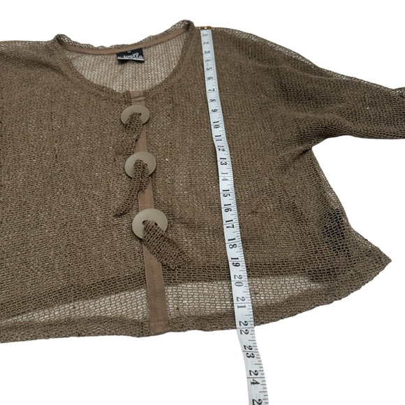 Noelle Beige One Size Loose Knit Big Button Sweater Top - Picture 9 of 9